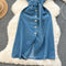 Lace-up Square Collar Denim Dress