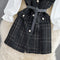 Plaid Tweed Dress&White Shirt 2Pcs