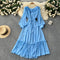 3d Floral Lace-up Ruffled Dress
