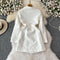 Beaded Bow-tie White Suit Dress