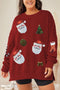 Sequined Christmas Element Patched Sweater