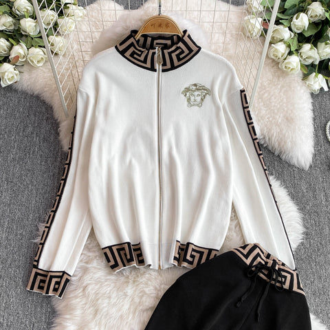 Zipped Cardigan&Trousers Jacquard 2Pcs