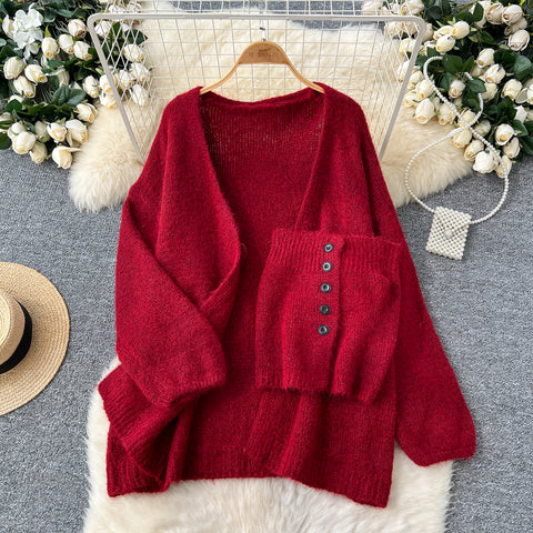Tank Top&Loose-fit Cardigan 2Pcs