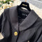 Vintage Lapeled Black Trench Coat