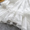 Courtly Lace-up Ruffled White Dress