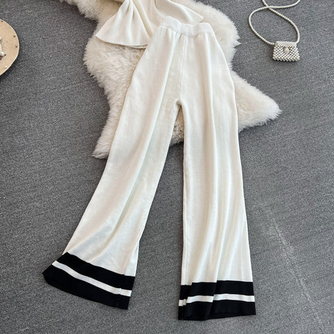 Sleeveless Knitwear&Wide-leg Trousers 2Pcs
