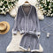 V-neck Cardigan&Shorts Knitted 2Pcs