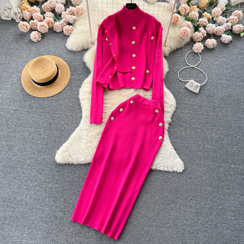 Cardigan&Vest&Hip-wrapping Skirt 3Pcs