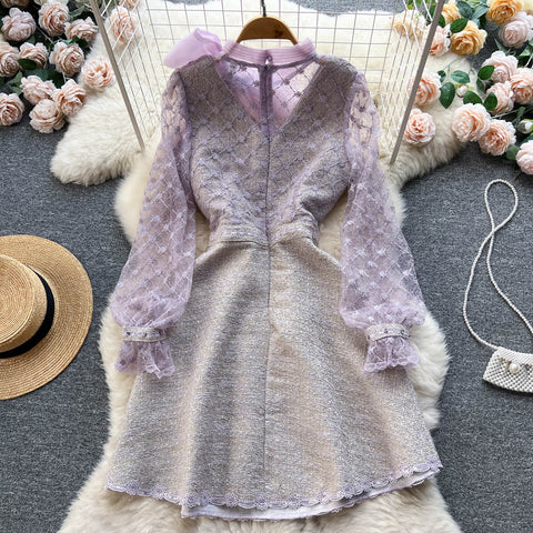 Beaded Bow Embroidered Fairy Dress