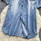 Polo Collar Distressed Denim Shirt Dress