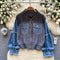 Sweetie Furry Denim Patchwork Cardigan