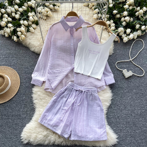Shirt&Camisole&Shorts Sportswear 3Pcs