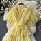 Flared Sleeve 3d Floral Chiffon Dress