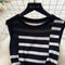 Niche Color-blocking Striped Knit Dress