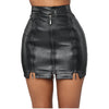 Zipped Hip-wrapping Black Mini Skirt