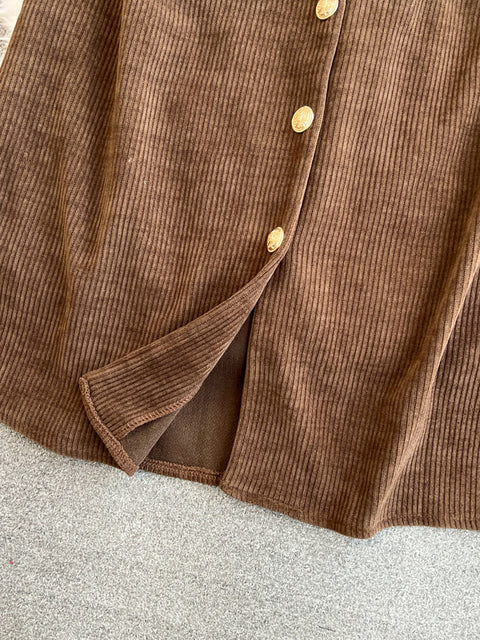 Corduroy Vest Dress&Knitwear 2Pcs