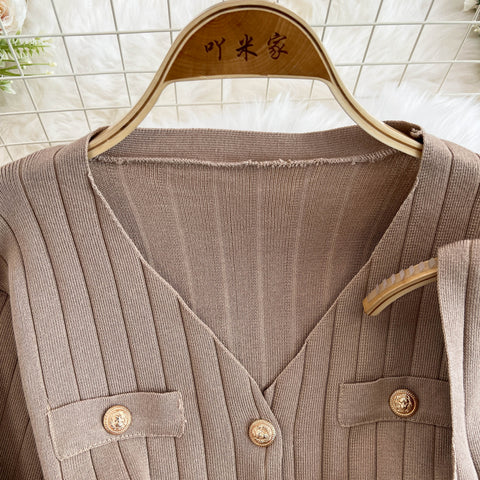 Vest&Cardigan&Trousers Tip-striped 3Pcs