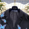 3D Blue Butterfly Black Blazer