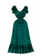 Vintage Ruffled Neckline Satin Dress