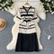 V-neck Striped Patchwork Knitted Dress