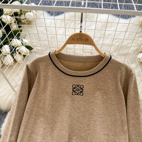 LOGO Embroidered Sweater&Trousers 2Pcs