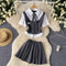 Uniform Style Shirt&Pleated Skirt 2Pcs