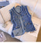 Niche Furry Denim Sleeveless Jacket