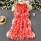 French Style V-neck Floral Chiffon Dress