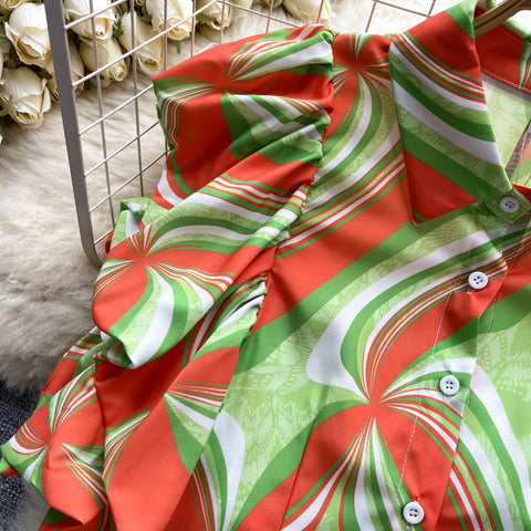 Niche Puffy Sleeve Printed Shirt