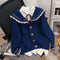 Uniform Style Knitted Patchwork Cardigan