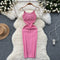 Rhinestone Studded Knitted Slip Dress