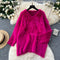 Solid Color Fluffy Loose-fit Knitwear