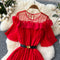 Vintage 3d Petal Pleated Dress