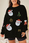 Sequined Christmas Element Patched Sweater