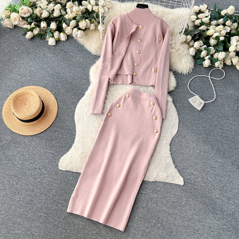 Cardigan&Vest&Hip-wrapping Skirt 3Pcs