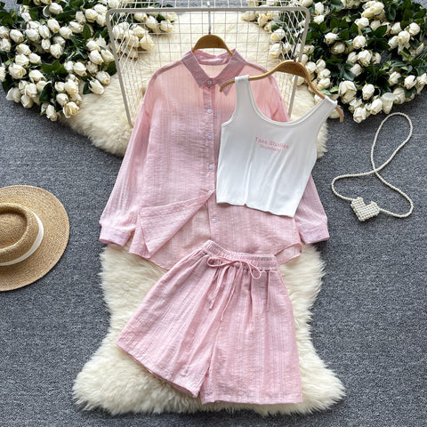 Shirt&Camisole&Shorts Sportswear 3Pcs