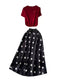 Wine Red Sweater&Draped Skirt 2Pcs