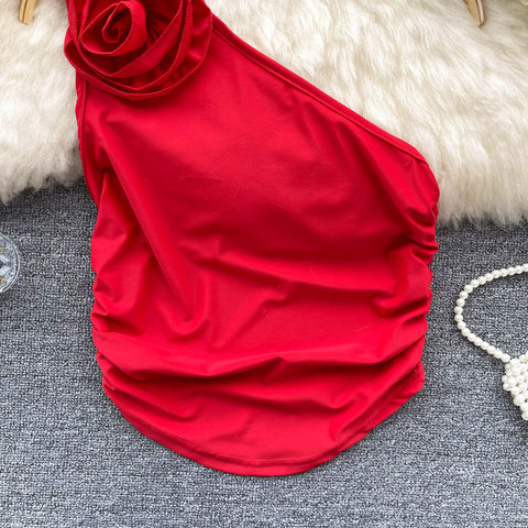One-shoulder Slant Neckline Camisole Top