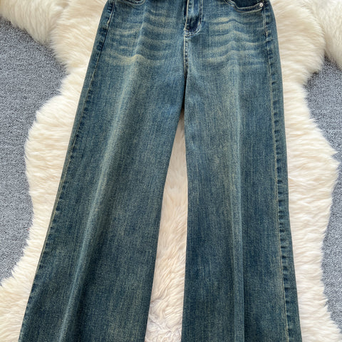 Korean Style High-waist Denim Trousers