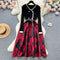 Courtly Floral Patchwork Black Dress