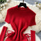 Christmas Red Lace-up Knitted Dress