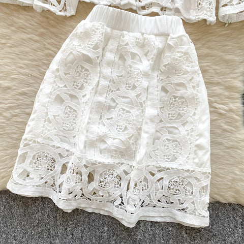 Crochet Shirt & Vest & Shorts 3Pcs