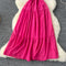 Solid Color Puffy Sleeve Ruffled Dress