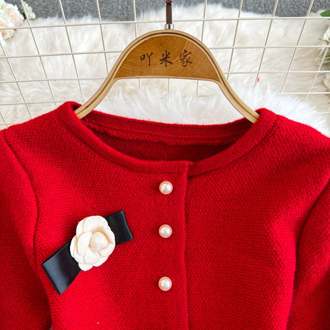 Camellia Cardigan&Skirt Knitted 2PCS