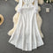 Beaded Patchwork White Fishtail Dress