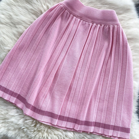 Lapeled Sweater&Pleated Skirt 2Pcs