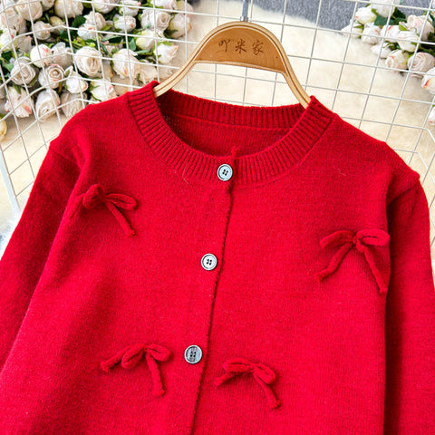 Bow Cardigan&Slim-fit Skirt 2Pcs