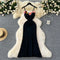 3d Colorful Flower Black Slip Dress