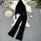 Knitted Hoodie&Wide-leg Trousers 2Pcs