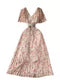 Elegant Draped Floral Chiffon Dress